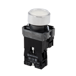 Кнопка плоская белая с подсветкой, 220V AC/DC, 1NO, IP67, металл