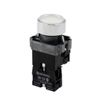 Кнопка плоская белая с подсветкой, 24V AC/DC, 1NO, IP67, металл