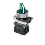 Переключатель  на 2 положения с фиксацией и подсветкой,  зеленый, 1NO, 24V AC/DC, IP65, металл
