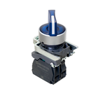 Переключатель  на 2 положения с фиксацией и подсветкой, синий, 1NO, 24V AC/DC, IP65, металл
