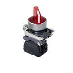 Переключатель на 3 положения с фиксацией и подсветкой, красный, 1NС, 24V AC/DC, IP65, металл