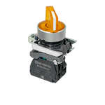 Переключатель  на 3 положения с фиксацией и подсветкой,  желтый, 1NO, 24V AC/DC, IP65, металл