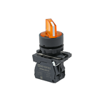 Переключатель  на 2 положения с фиксацией и подсветкой,  желтый, 1NO, 24V AC/DC, IP65, пластик