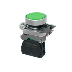 Кнопка плоская зеленая, 1NO, IP65, металл
