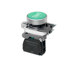 Кнопка плоская зеленая, маркировка "START", 1NO, IP65, металл