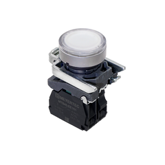 Кнопка белая с подсветкой, 1NO, 24V AC/DC, IP65, металл