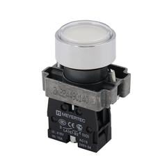 Кнопка плоская белая, 1NO, IP67, металл