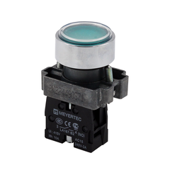 Кнопка плоская зеленая, 1NO, IP67, металл