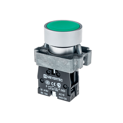 Кнопка плоская зеленая, 1NO, металл