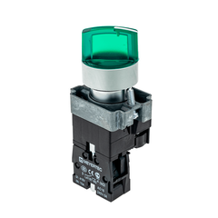 Переключатель с подсветкой, с фиксацией, 24V AC/DC, зеленый, 2 положения, 1NO