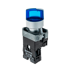 Переключатель с подсветкой, с фиксацией, 24V AC/DC, синий, 2 положения, 1NO