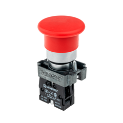 Кнопка грибовидная 1NC без фиксации, красный, 40 мм, металл