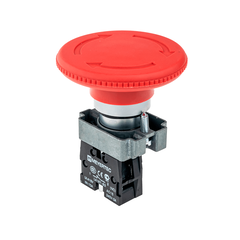 Кнопка грибовидная, возврат поворотом, 1NC красный 60 мм