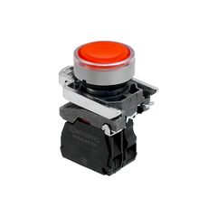 Кнопка красная с подсветкой, 1NС, 220V AC/DC, IP65, металл