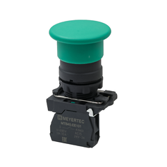 Кнопка грибовидная зеленая, 40 мм, пружиный возврат, 1NO, IP65, пластик