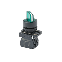 Переключатель  на 3 положения с фиксацией и подсветкой,  зеленый, 1NO, 220V AC/DC, IP65, пластик