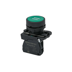 Кнопка плоская зеленая, маркировка "II", 1NO, IP65, пластик