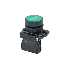 Кнопка плоская зеленая, маркировка "START", 1NO, IP65, пластик