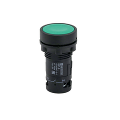 Кнопка плоская зеленая, 2NO, IP54, пластик
