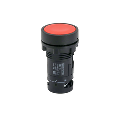 Кнопка плоская красная с фиксацией, 1NO+1NC, IP54, пластик