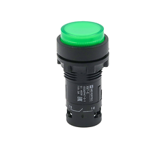 Кнопка зеленая выступающая с подсветкой, 1NO,  24V AC/DC, IP54, пластик