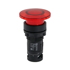 Кнопка грибовидная красная с подсветкой, Ø40 мм, 1NC, 24V AC/DC, IP54, пластик