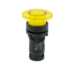 Кнопка грибовидная желтая с подсветкой, Ø40  мм, 1NO, 220 AC, IP54, пластик