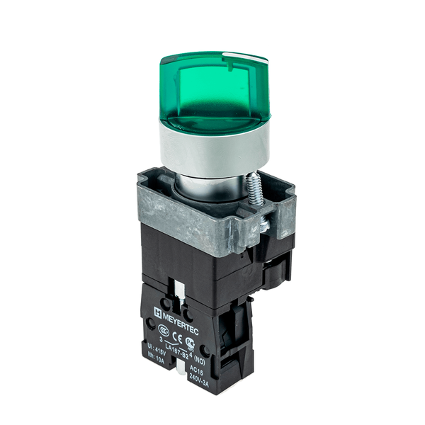 Переключатель с подсветкой, с фиксацией, 220V AC/DC, зеленый, 3 положения, 1NO