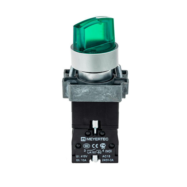 Переключатель с подсветкой, с фиксацией, 220V AC/DC, зеленый, 3 положения, 1NO, изображение 2
