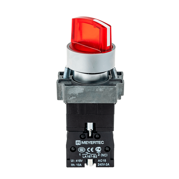 Переключатель с подсветкой, с фиксацией, 24V AC/DC, красный, 3 положения, 1NC, изображение 2