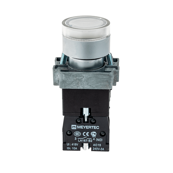 Кнопка с подсветкой белая 220V 1NO, изображение 2