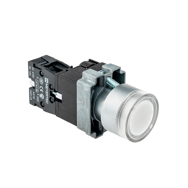 Кнопка с подсветкой белая 220V 1NO, изображение 3