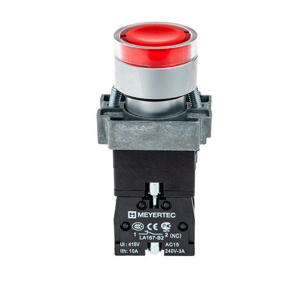 Кнопка с подсветкой красная 220V 1NC, изображение 2