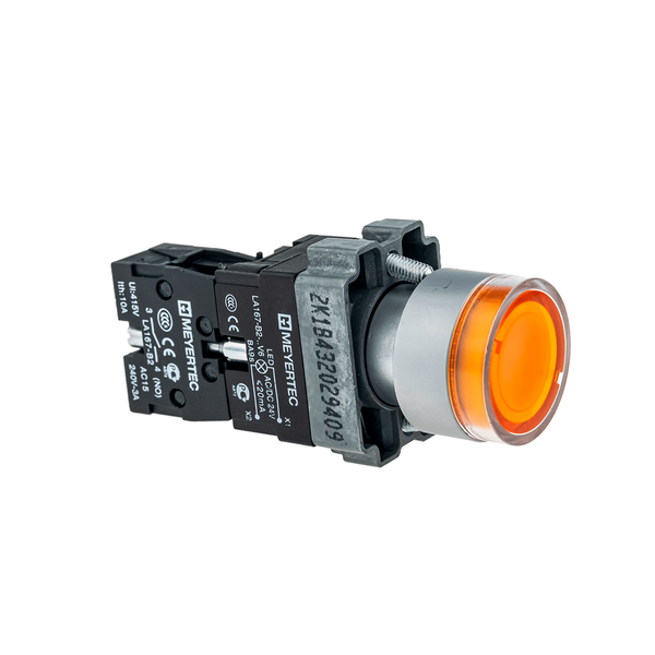 Кнопка с подсветкой желтая 220V 1NO