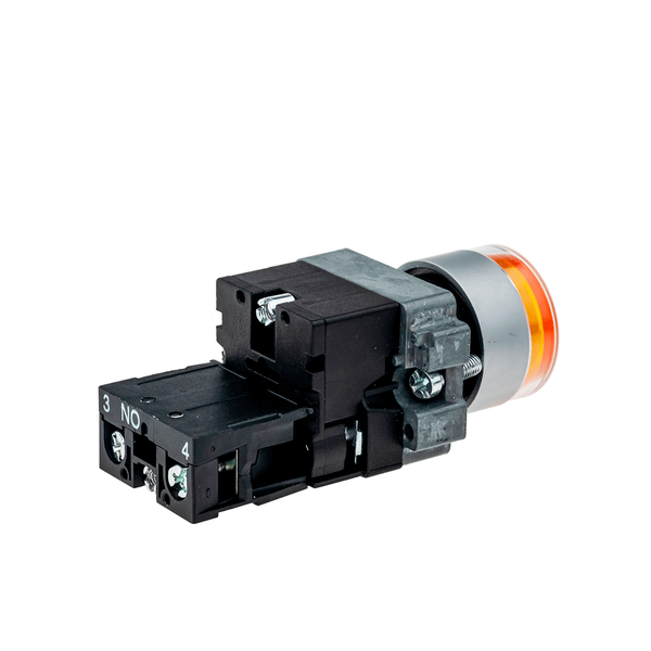 Кнопка с подсветкой желтая 220V 1NO, изображение 2