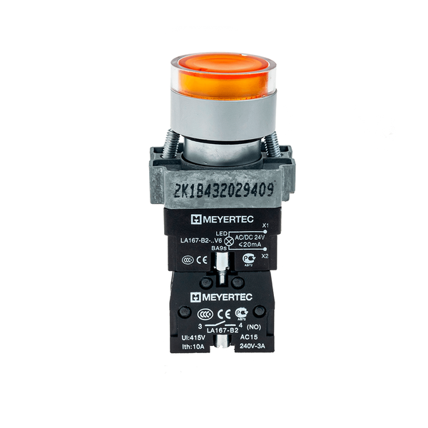 Кнопка с подсветкой желтая 220V 1NO, изображение 3