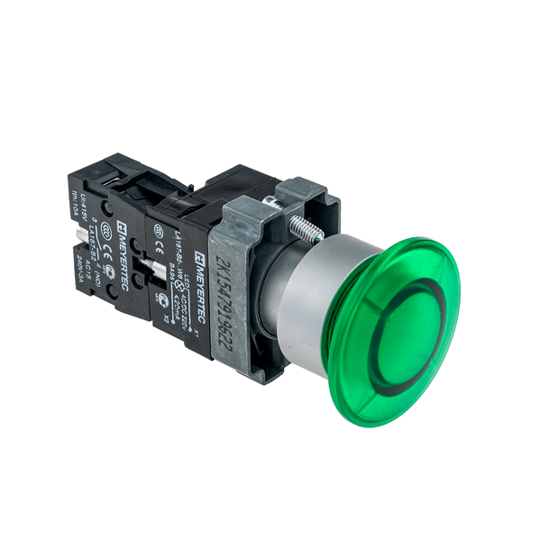 Кнопка грибовидная без фиксации, с подсветкой, 24V, 1NO, зеленый, изображение 3