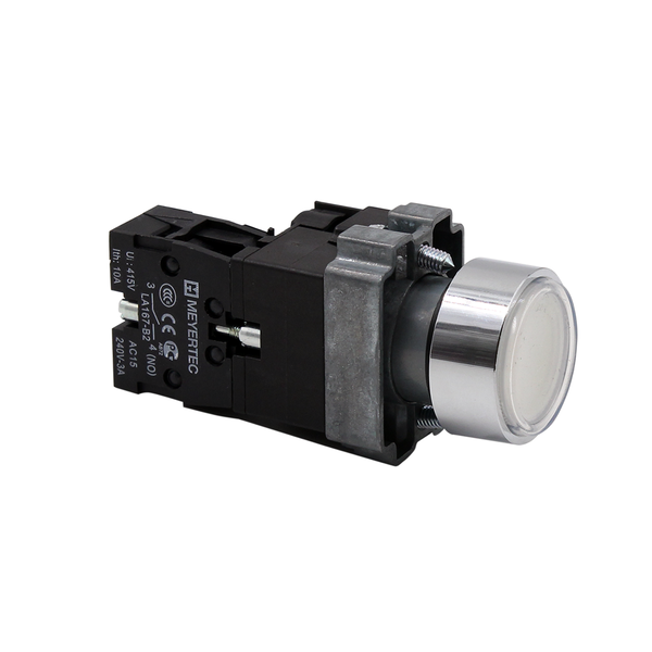 Кнопка плоская белая с подсветкой, 24V AC/DC, 1NO, IP67, металл, изображение 3