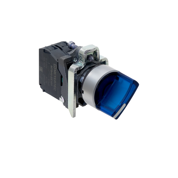 Переключатель  на 2 положения с фиксацией и подсветкой, синий, 1NO, 220V AC/DC, IP65, металл, изображение 3