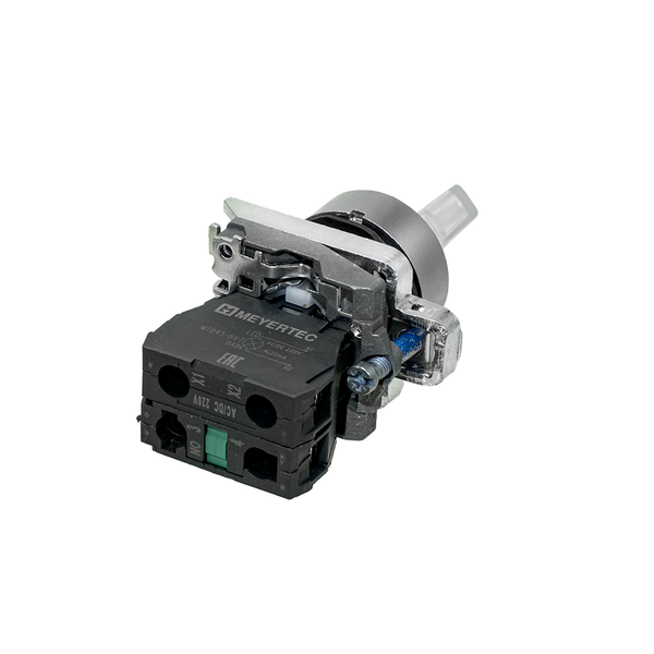 Переключатель  на 3 положения с фиксацией и подсветкой,  белый, 1NO, 220V AC/DC, IP65, металл, изображение 4