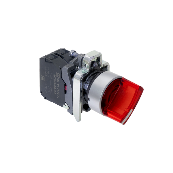 Переключатель  на 3 положения с фиксацией и подсветкой, красный, 1NС, 220V AC/DC, IP65, металл, изображение 3