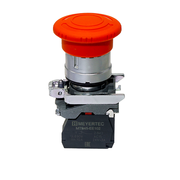 Кнопка грибовидная аварийной остановки, красная, 40 мм, возврат поворотом с фиксацией, 1NC, IP65, металл, изображение 2