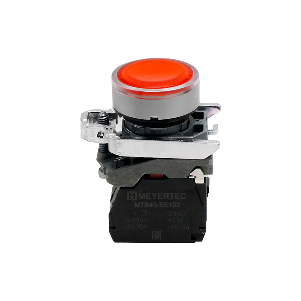 Кнопка красная с подсветкой, 1NС, 24V AC/DC, IP65, металл, изображение 2