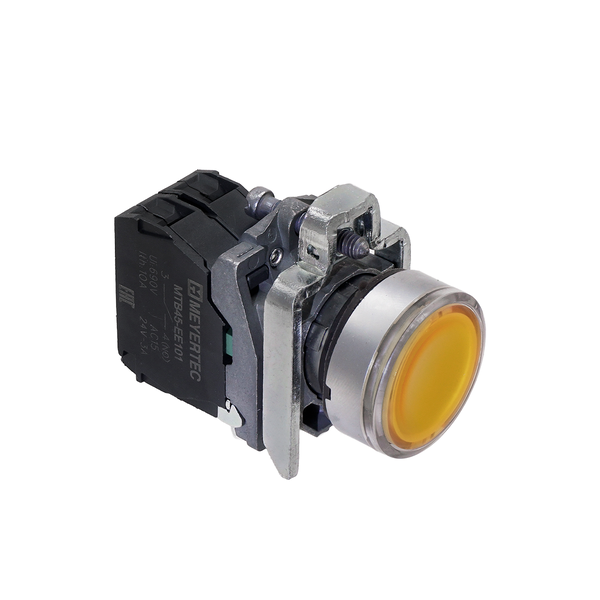 Кнопка желтая с подсветкой, 1NO, 24V AC/DC, IP65, металл, изображение 3