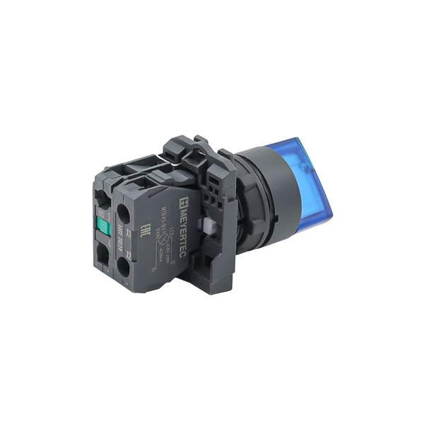 Переключатель  на 2 положения с фиксацией и подсветкой, синий, 1NO, 220V AC/DC, IP65, пластик, изображение 3