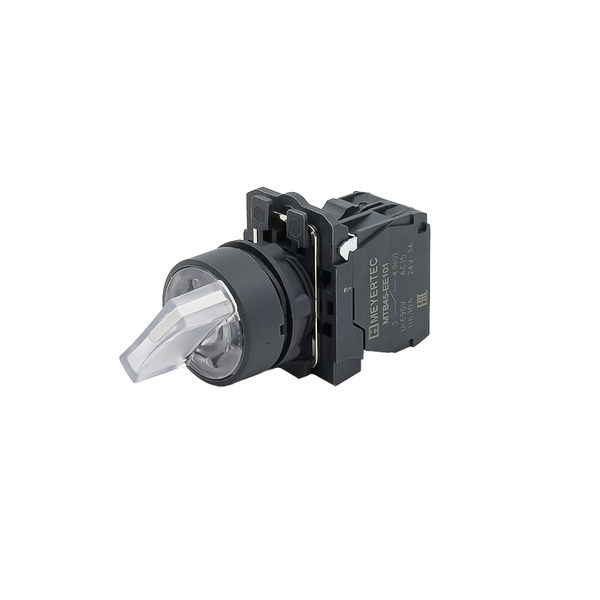 Переключатель  на 3 положения с фиксацией и подсветкой,  белый, 1NO, 220V AC/DC, IP65, пластик, изображение 2
