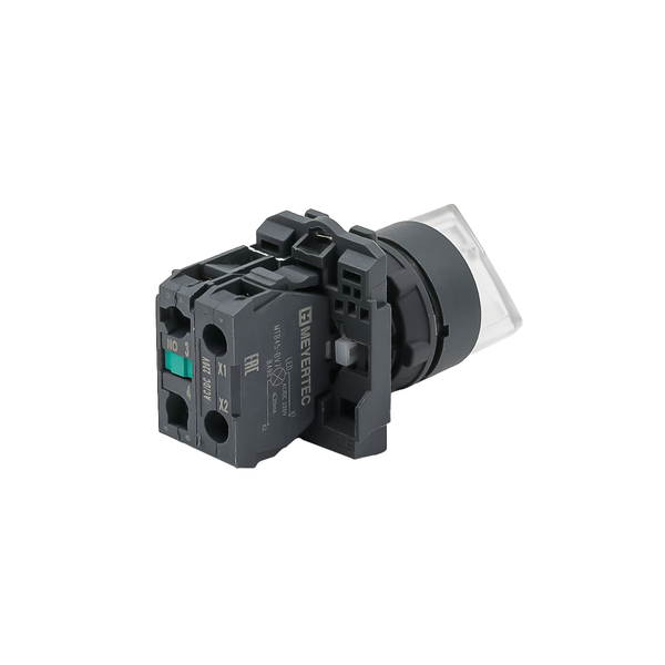 Переключатель  на 3 положения с фиксацией и подсветкой,  белый, 1NO, 220V AC/DC, IP65, пластик, изображение 3