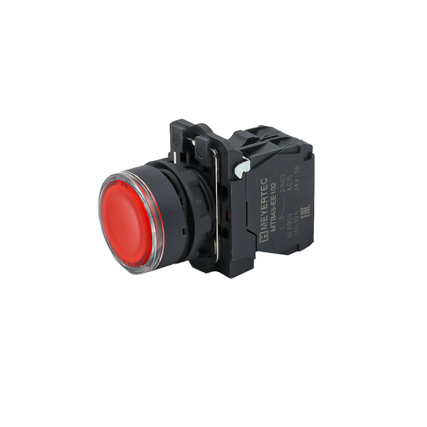 Кнопка красная с подсветкой, 1NС, 24V AC/DC, IP65, пластик, изображение 2