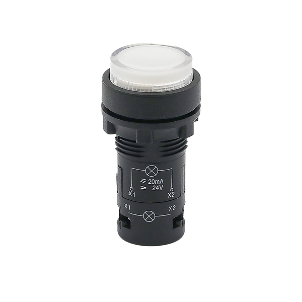 Кнопка белая выступающая с подсветкой, 1NO, 24V AC/DC, IP54, пластик, изображение 2
