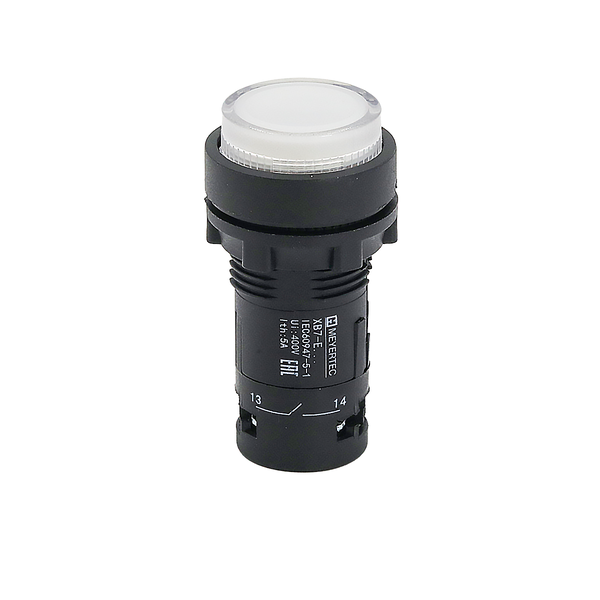 Кнопка белая выступающая с подсветкой, 1NO, 220V AC, IP54, пластик